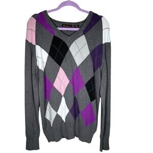 Ben Sherman Men's V-Neck Pullover Cotton Argyle Sweater / Size XL